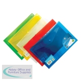 Concord Stud Wallet File Translucent Polypropylene Foolscap Assorted Ref 7095-PFL [Pack 5]
