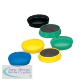 5 Star Office Round Plastic Covered Magnets 30mm Assorted [Pack 10]