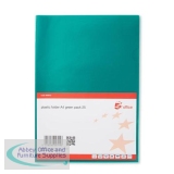 5 Star Office Folder Embossed Cut Flush Polypropylene Copy-safe Translucent 110 Micron A4 Green [Pack 25]