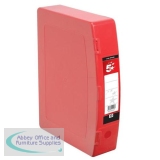 5 Star Office Box File Capacity 70mm Polypropylene Twin Clip Lock Foolscap Red