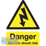 Stewart Superior Danger Electric Shock Risk Sign W150xH200mm Self-adhesive Vinyl Ref KS002SAV