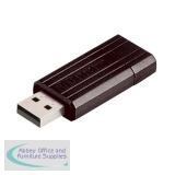 Verbatim Pinstripe USB Drive 2.0 Retractable 16GB Black Ref 49063