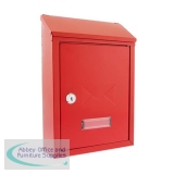 Post or Suggestion Box Wall Mountable with Fixings 223x86x320mm Red