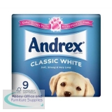 Andrex Toilet Rolls Classic Clean 2-Ply 124x103mm 200 Sheets White Ref 1102055 [Pack 9]