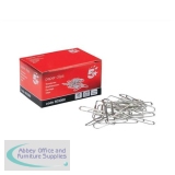 5 Star Office Paperclips Metal Large Length 33mm Lipped Plain [Pack 10x100]