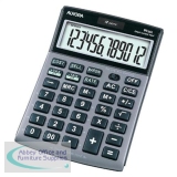 Aurora Semi-desk Calculator 12 Digit 3 Key Memory Battery/Solar Power 103x23x151mm Silver Ref DT661