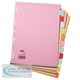 Elba Subject Dividers 12-Part Card Multipunched Recyclable 160gsm A4 Assorted Ref 400007436