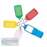 5 Star Facilities Sliding Key Fob Coloured Medium Label Area 38x22mm 25mm Ring Assorted [Pack 10]