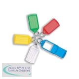 5 Star Facilities Sliding Key Fob Coloured Large Label Area 51x33mm25mm Ring Assorted [Pack 10]