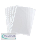 5 Star Value Punched Pocket Polypropylene Embossed Top-opening 40 Microns A4 Clear [Pack 100]