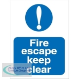Stewart Superior Fire Escape Keep Clear Sign W150xH200mm Self-adhesive Vinyl Ref M025SAV