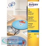 Avery CD/DVD Labels Inkjet 2 per Sheet Dia.117mm Easy Application White Ref J8676-100 [200 Labels]