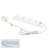 Extension Lead Power Surge Strip with Spike Protection 4 Way 2 Metre White