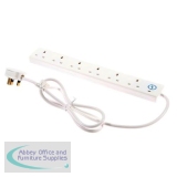 Extension Lead Power Surge Strip with Spike Protection 6 Way 2 Metre White