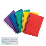 Notebook Sidebound Twin Wire 80gsm Ruled & Perforated 120pp A6 Assorted Colours A [Pack 10]