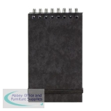 Note Pad Headbound Twin Wire 80gsm Ruled/Perforated/Elastic Strap 120pp 76x127mm Black [Pack 10]