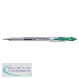 5 Star Office Roller Gel Pen Clear Barrel 1.0mm Tip 0.5mm Line Green [Pack 12]