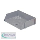 5 Star Office Letter Tray Wide Entry High-impact Polystyrene Stackable Grey