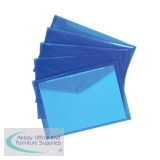 5 Star Office Envelope Stud Wallet Polypropylene A4 Translucent Blue [Pack 5]