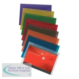 5 Star Office Envelope Stud Wallet Polypropylene A4 Translucent Assorted [Pack 25]