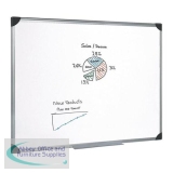 5 Star Office Whiteboard Drywipe Magnetic with Pen Tray and Aluminium Trim W1800xH1200mm