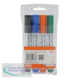 5 Star Office Flipchart Marker Bullet Tip Water-based 2mm Line Wallet Assorted Colours [Pack 4]