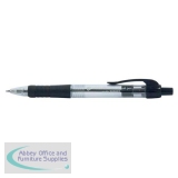 5 Star Office Retractable Grip Ball Pen Medium 1.0mm Tip 0.4mm Line Black [Pack 10]