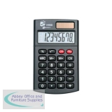 5 Star Office Handheld Calculator 8 Digit 3 Key Memory Solar and Battery Power 56x8x100mm Black