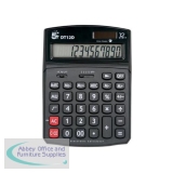 5 Star Office Desktop Calculator 12 Digit 2x3 Key Memory Battery/Solar Power 91x11x125mm Black