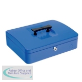 5 Star Facilities Cash Box with 5-compartment Tray Steel Spring Lock 12 Inch W300xD240xH70mm Blue
