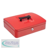 5 Star Facilities Cash Box with 5-compartment Tray Steel Spring Lock 12 Inch W300xD240xH70mm Red