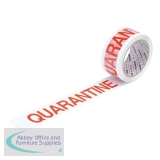 5 Star Office Printed Tape Quarantine Polypropylene 48mmx66m Red Text on White [Pack 6]
