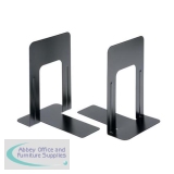 5 Star Office Bookends 224mm Metal Heavy Duty 9 Inch Black [Pack 2]