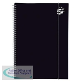 5 Star Office Notebook Wirebound Polypropylene 80gsm Ruled 160pp A4 Black [Pack 6]