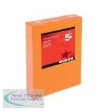 5 Star Office Coloured Copier Paper Multifunctional Ream-Wrapped 80gsm A4 Deep Orange [500 Sheets]