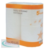 5 Star Facilities Luxury Toilet Rolls 2-ply 120x96mm 4 Rolls of 240 Sheets Per Pack White [Pack 10]