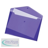 5 Star Office Envelope Stud Wallet Polypropylene A4 Translucent Purple [Pack 5]