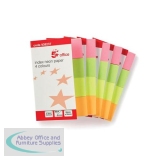 5 Star Office Index Neon Paper Page Markers 20x50mm 50 Sheets per Colour Assorted [Pack 5]