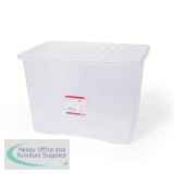 5 Star Office Storage Box Plastic with Lid Stackable 60 Litre Clear