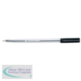 5 Star Office Ball Pen Clear Barrel Medium 1.0mm Tip 0.7mm Line Black [Pack 20]