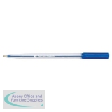 5 Star Office Ball Pen Clear Barrel Medium 1.0mm Tip 0.7mm Line Blue [Pack 20]