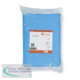 5 Star Facilities Cleaning Cloths Anti-microbial Heavy-duty 76gsm W500xL300mm Blue [Pack 25]