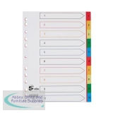 5 Star Elite Index 1-10 Polypropylene Multipunched Reinforced Multicolour-Tabs 120 Micron A4 White