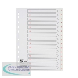 5 Star Elite Premium Index 1-15 Polypropylene Multipunched Reinforced Holes 120 Micron A4 White