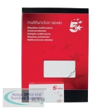 5 Star Office Multipurpose Labels Laser Copier Inkjet 6 per Sheet 99x93mm White [600 Labels]