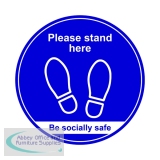 400mm Floor Graphic Please Stand Here Blue STP007