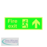 Safety Sign Niteglo Fire Exit Running Man Arrow Up 150x450mm PVC FX04711M