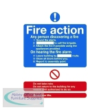 Safety Sign Niteglo Fire Action 300x250mm Self-Adhesive FR03527L