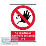 Safety Sign No Admittance Authorised Personnel Only A5 Self-Adhesive ML01551S