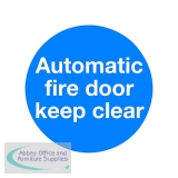 Safety Sign Automatic Fire Door 100x100mm Self-Adhesive (Pack of 5) KM73AS